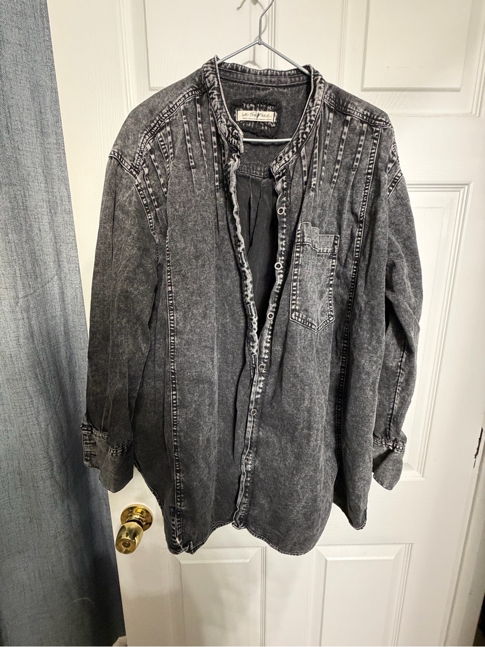 Free people Vintage-Inspired Washed Black Button-Up Jacket